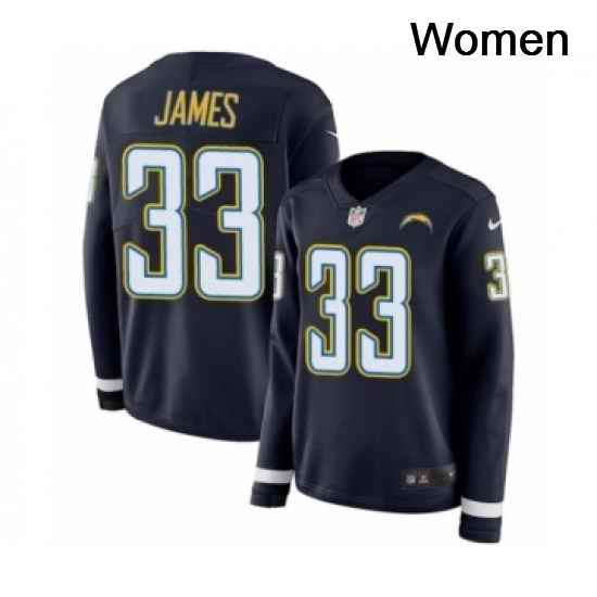 Womens Nike Los Angeles Chargers 33 Derwin James Limited Navy Blue Therma Long Sleeve NFL Jersey